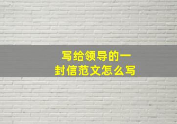 写给领导的一封信范文怎么写