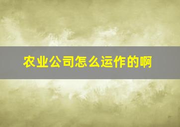 农业公司怎么运作的啊