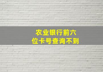 农业银行前六位卡号查询不到