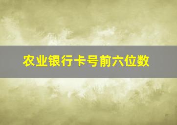 农业银行卡号前六位数