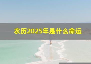 农历2025年是什么命运