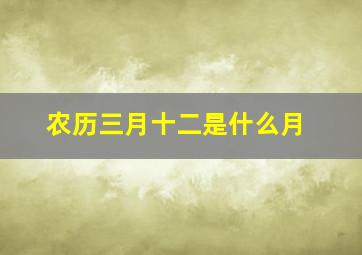 农历三月十二是什么月