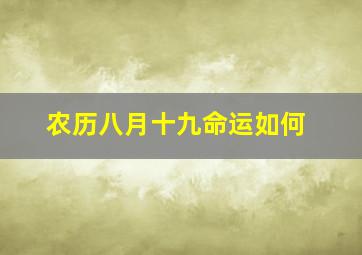 农历八月十九命运如何