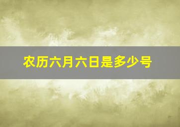 农历六月六日是多少号