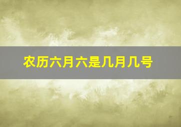 农历六月六是几月几号