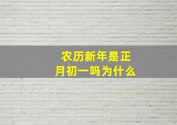 农历新年是正月初一吗为什么