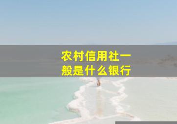 农村信用社一般是什么银行