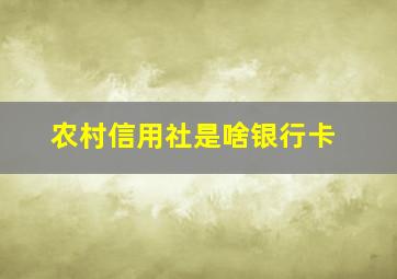 农村信用社是啥银行卡