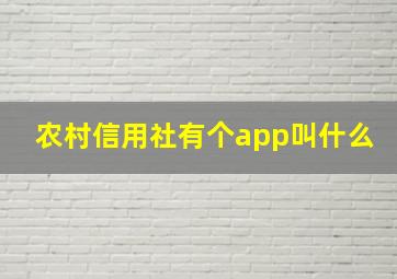 农村信用社有个app叫什么