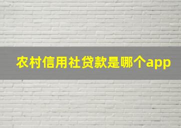 农村信用社贷款是哪个app