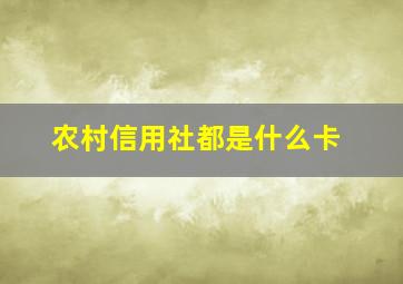 农村信用社都是什么卡