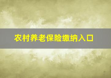 农村养老保险缴纳入口