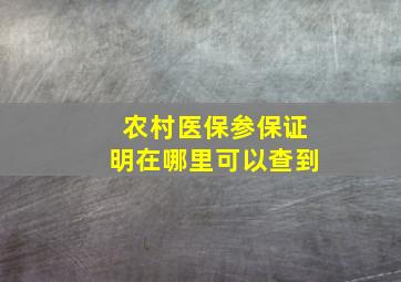 农村医保参保证明在哪里可以查到