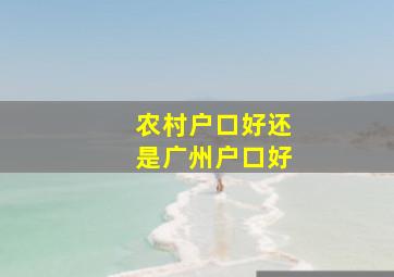 农村户口好还是广州户口好