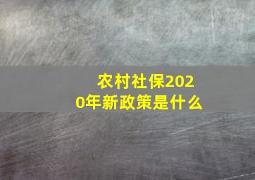 农村社保2020年新政策是什么