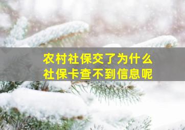 农村社保交了为什么社保卡查不到信息呢