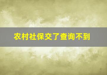 农村社保交了查询不到