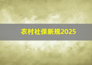 农村社保新规2025