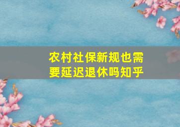 农村社保新规也需要延迟退休吗知乎