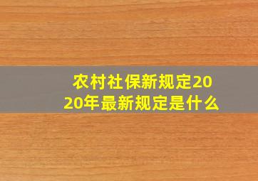 农村社保新规定2020年最新规定是什么