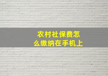 农村社保费怎么缴纳在手机上