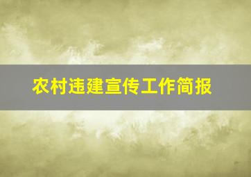 农村违建宣传工作简报