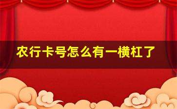 农行卡号怎么有一横杠了