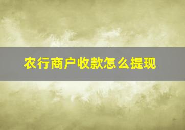 农行商户收款怎么提现