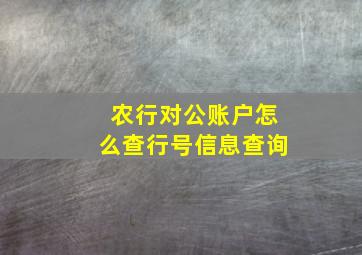 农行对公账户怎么查行号信息查询