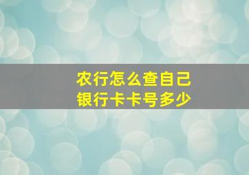 农行怎么查自己银行卡卡号多少