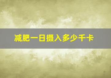 减肥一日摄入多少千卡