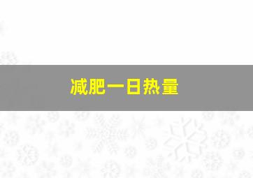 减肥一日热量