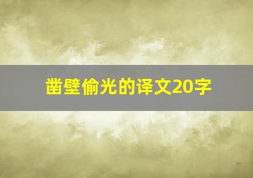 凿壁偷光的译文20字