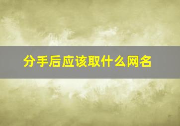 分手后应该取什么网名