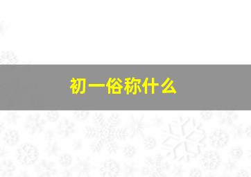 初一俗称什么