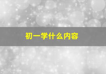 初一学什么内容