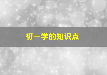 初一学的知识点