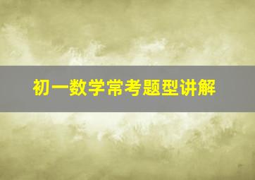 初一数学常考题型讲解