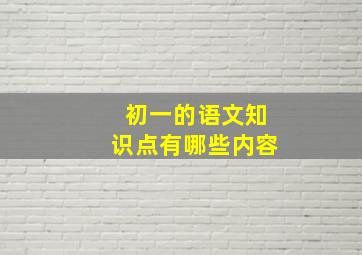 初一的语文知识点有哪些内容