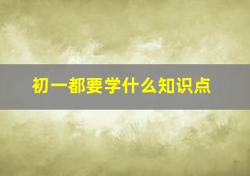 初一都要学什么知识点