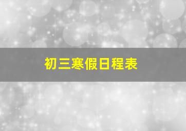 初三寒假日程表