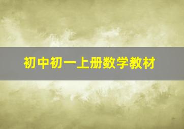 初中初一上册数学教材