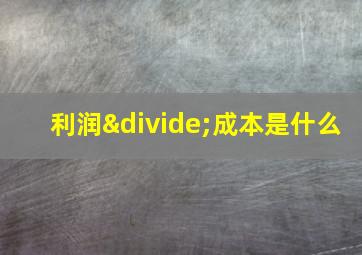 利润÷成本是什么