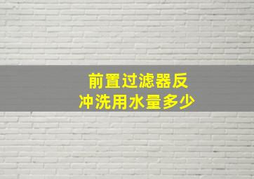 前置过滤器反冲洗用水量多少