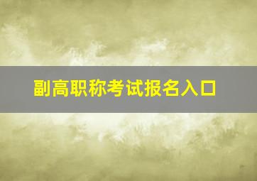 副高职称考试报名入口