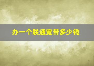 办一个联通宽带多少钱