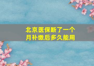 北京医保断了一个月补缴后多久能用