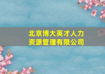 北京博大英才人力资源管理有限公司