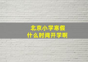 北京小学寒假什么时间开学啊