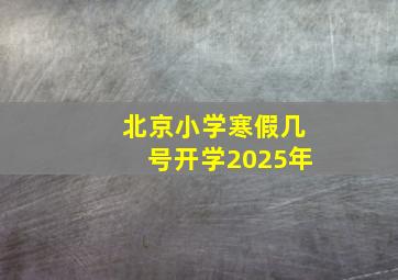 北京小学寒假几号开学2025年